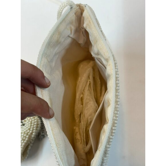 VTG Beaded Evening Clutch Bags Set of 2 White & Cream Floral + Geometric Purses - Picture 9 of 10